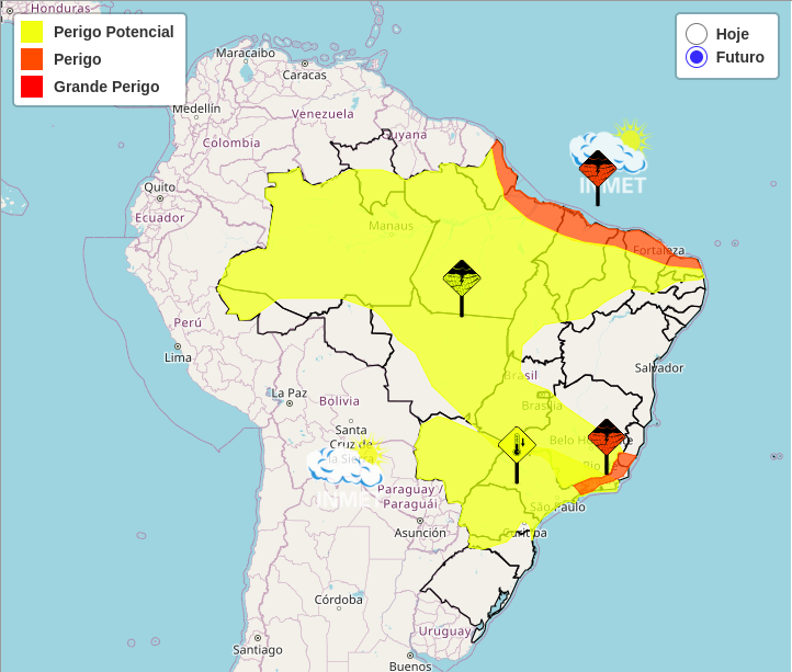 Frente fria intensa derruba temperaturas e provoca temporais no Sul, Sudeste e Centro-Oeste do Brasil neste fim de semana